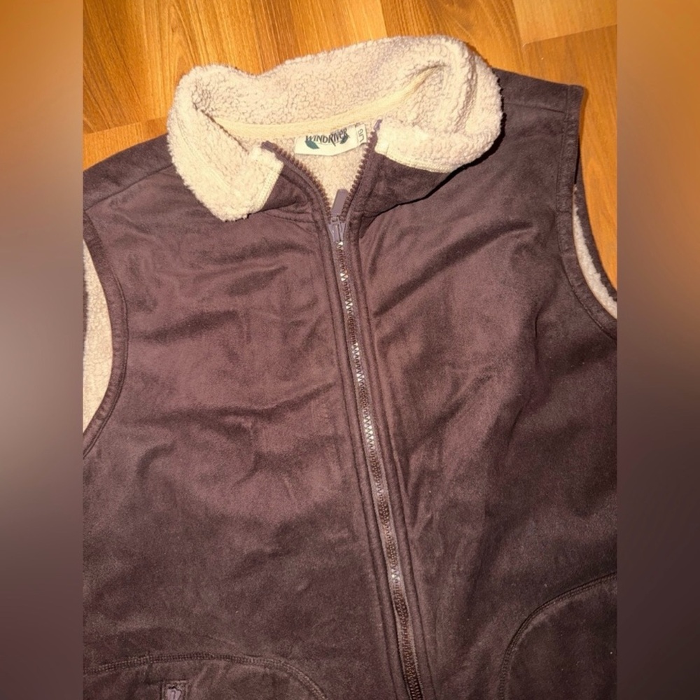 Windriver Brown Sherpa Zip Vest with Cream Lining